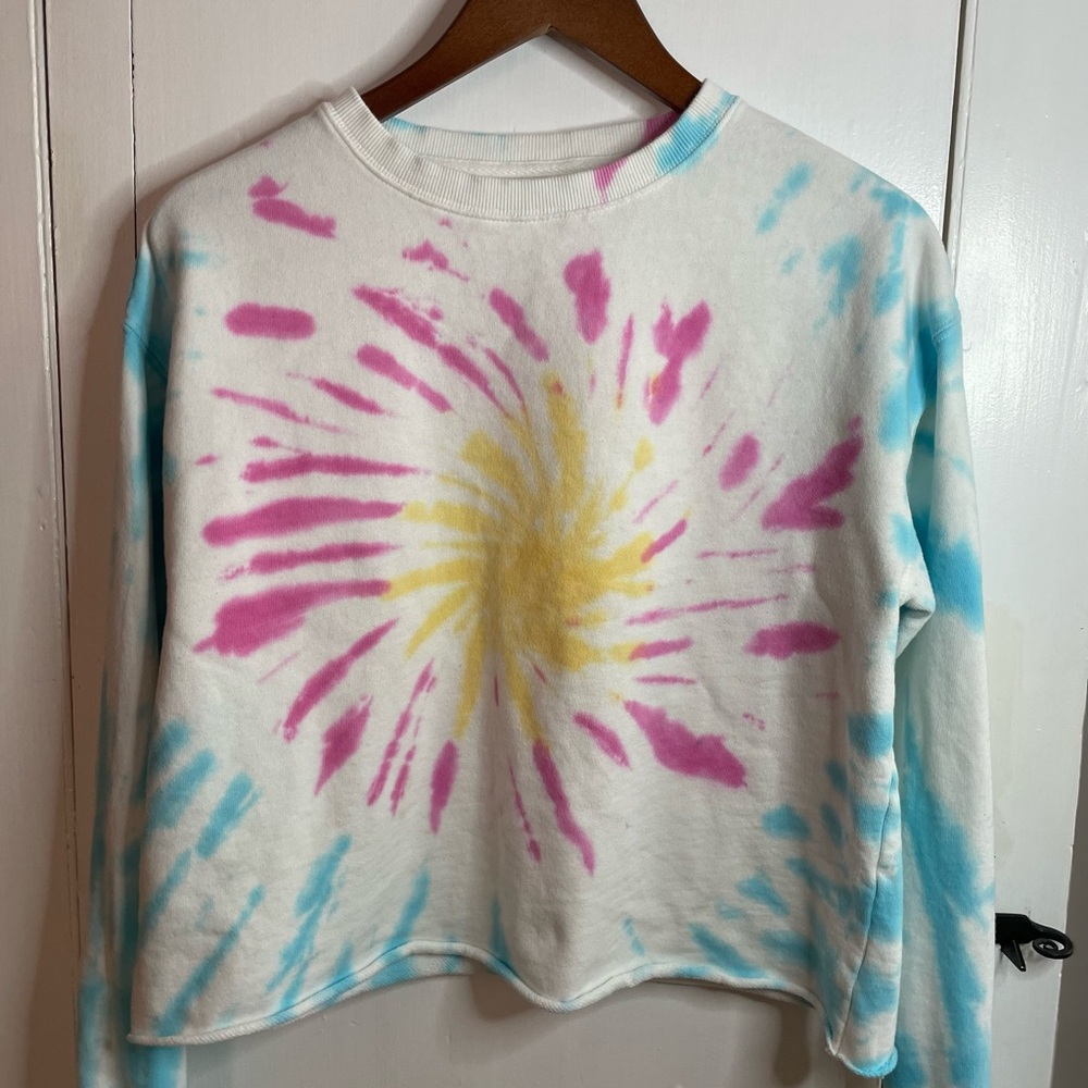SPIRITUAL GANGSTER Sun Burst Tie-Dye Crew Neck Sweatshirt Size M